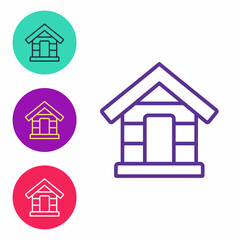 Set line Dog house icon isolated on white background. Dog kennel. Set icons colorful. Vector