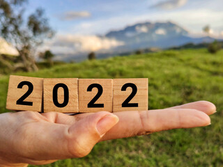 New Year Resolutions Concept. 2022 text background. Stock photo.