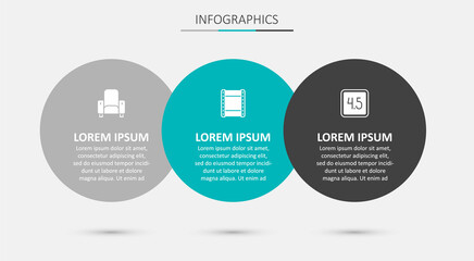 Fototapeta premium Set Play video, Cinema chair and Rating movie. Business infographic template. Vector