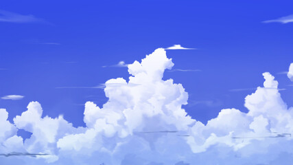 Fototapeta premium anime cloud sunny day sky background handdrawn