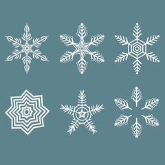 Vector winter snowflakes set for Christmas or New Years decoration and props design.