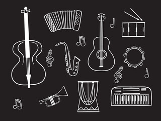Obraz premium Musical instruments - colorful flat design style objects