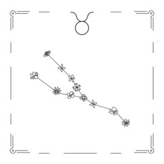 taurus constellation with flowers and zodiac sign.