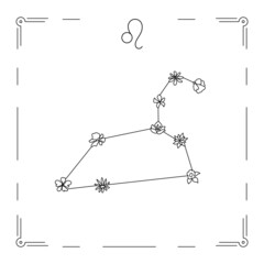 Leo constellation with flowers and zodiac sign.