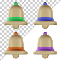 3D Bell. Notification bell icon. 3d illustration of bell notification. simple Notification bell icon isolated on pastel background. one new notification concept. Social Media element. 3d rendering.