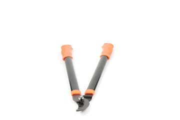 Pruner for pruning large branches, twigs and knots. Garden Tools. Isolated on white background.