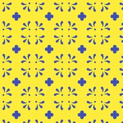 Seamless patterns. Blue texture. Repeating geometric yellow background. Linear graphic design