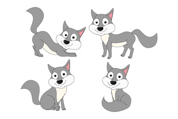 cute wolf animal cartoon illustration