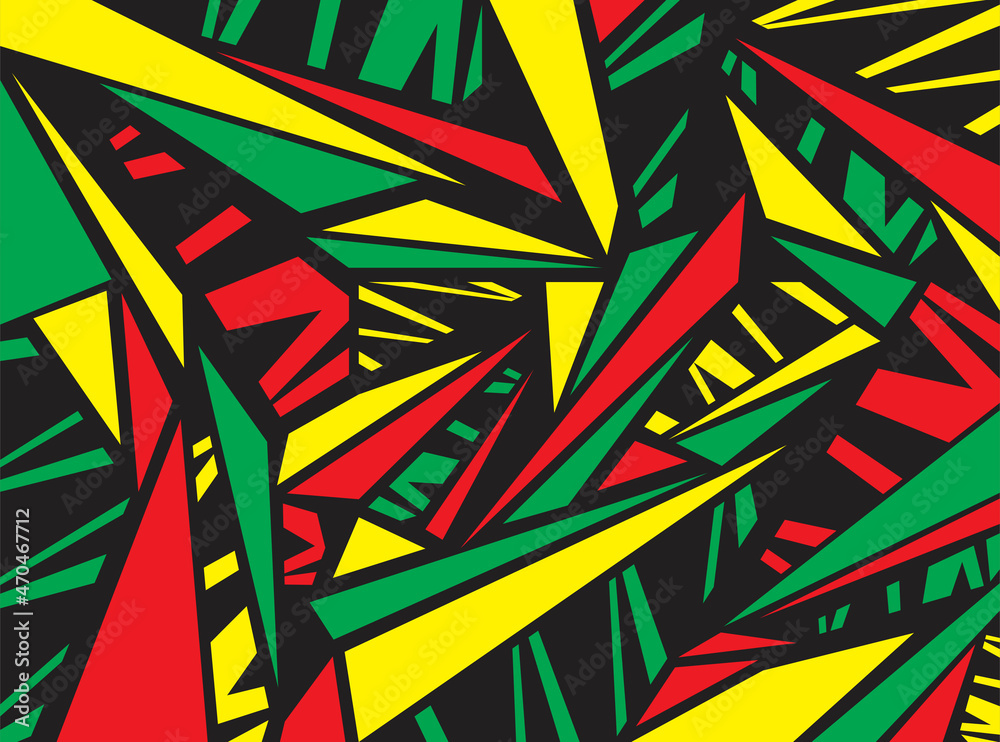 Poster minimalist background with colorful abstract stripe pattern with rastafari color theme