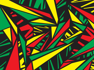 Minimalist background with colorful abstract stripe pattern with Rastafari color theme
