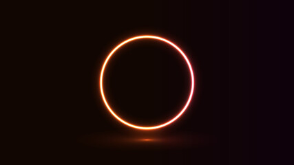 Vector illustration of glowing orange circle with reflection on the ground