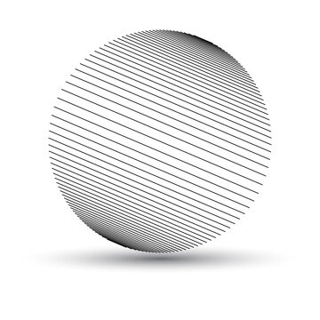 Parallel lines in circle form. Art lines illustration. Abstract icon or logo like planet.