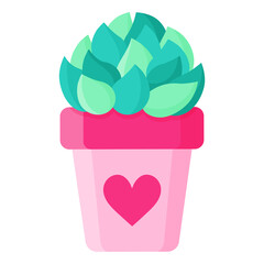 Pink flower pot with houseplant cactus or succulent