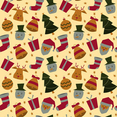 Hand drawn christmas pattern design background.