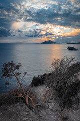 Summer sunset on the Aegean Sea