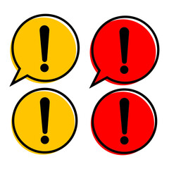 Attention icon, exclamation mark set icon flat design illustration