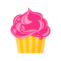 Cupcake or muffin with pink cream.