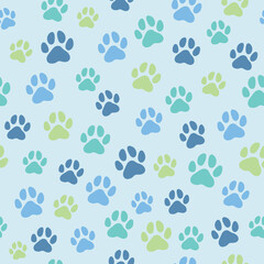 Dog paw puppy footprint seamless pattern vector background