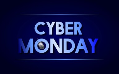 Cyber Monday sale vector illustration. Cyber Monday advertising with mouse.