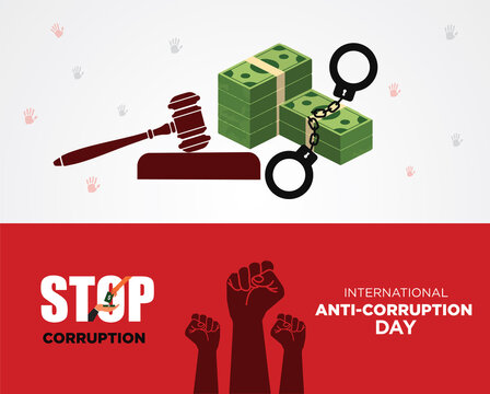 International Anti-Corruption Day, 9 December. poster And Social Media post anti corruption. Template for background, banner, card, poster.