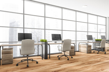 Wood floor open space office
