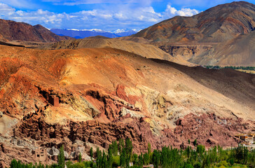 Ruins at Basgo Monastery surrounded with stones and rocks , Ladakh, Jammu and Kashmir, India
