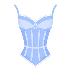 Women elegant blue retro corset. Fashion concept.