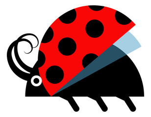 Obraz premium Ladybird icon. Flying red beetle in cute simple style
