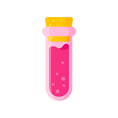 Love potion in pink test tube bottle for the wedding or Valentine Day.