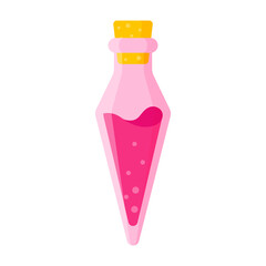 Love potion in pink small rhombus bottle for the wedding or Valentine Day.