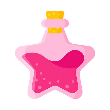 Love potion in pink star bottle for the wedding or Valentine Day.