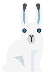 Arctic hare icon. White rabbit sitting. Polar animal