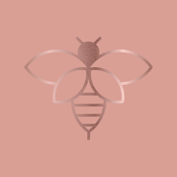 Gold texture bee logotype.