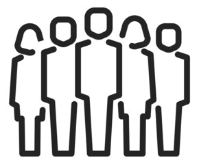 People standing together icon. Team symbol in simple line style