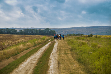 hikers at the rural road