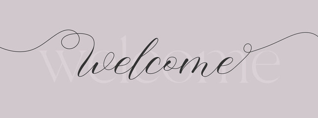 Welcome text with pink background