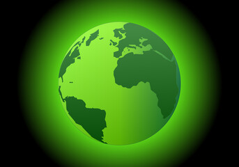 El planeta Tierra verde dentro de una atmósfera verde sobre el espacio negro. Ecologismo. Tierra o planeta ecológico, renovable y limpio © Gabrieuskal