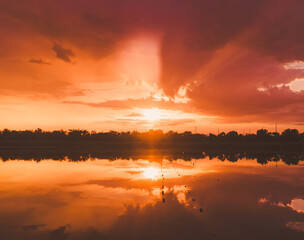 sunset over the lake