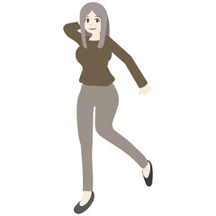 歩く女性　イラスト　人物