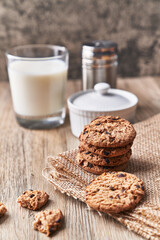  Delicious chocolate cookies on a wooden table