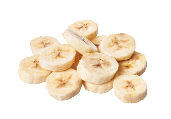  Slices of banana isolated on a white background