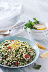 Tabbouleh salad. Traditional middle eastern or arab vegetarian dish