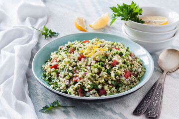 Tabbouleh salad. Traditional middle eastern or arab vegetarian dish
