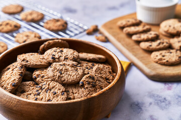  Delicious chocolate cookies on a marble table