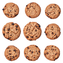  Delicious chocolate cookies isolated on a white background
