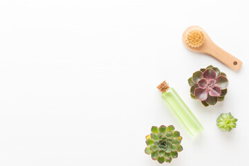 Bio herbal green cosmetic arrangement, sea salt and handmade cosmetic.