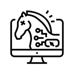 trojan horses line icon vector. trojan horses sign. isolated contour symbol black illustration