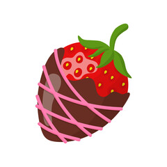 Glazed sweet strawberry in pink and milk chocolate