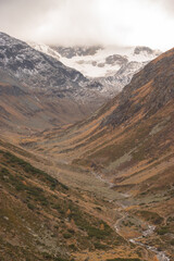 Fototapeta premium Autumn view of the Fluela Pass near Davos..