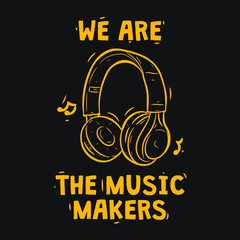 t shirt illustration about music with headphone vector